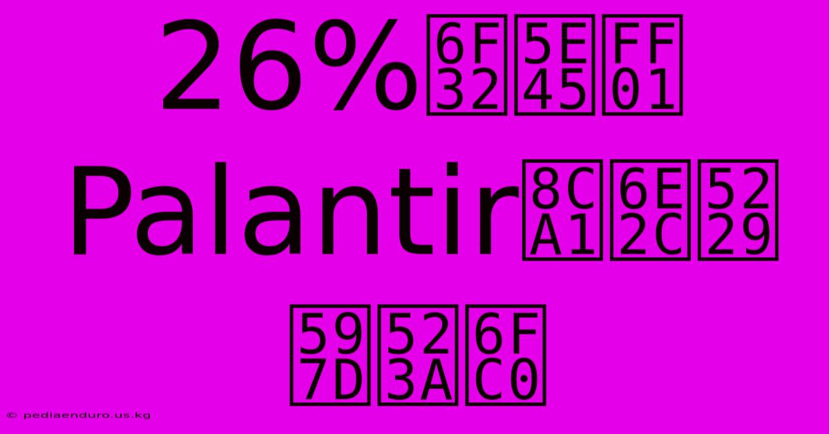 26%漲幅！Palantir財測利好刺激