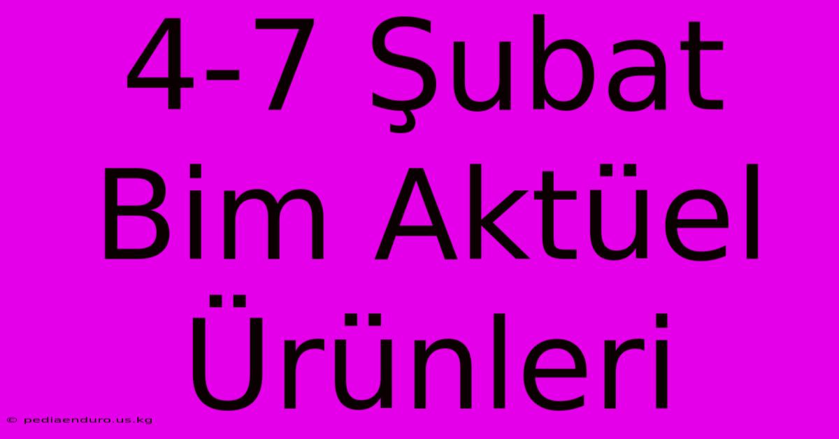 4-7 Şubat Bim Aktüel Ürünleri