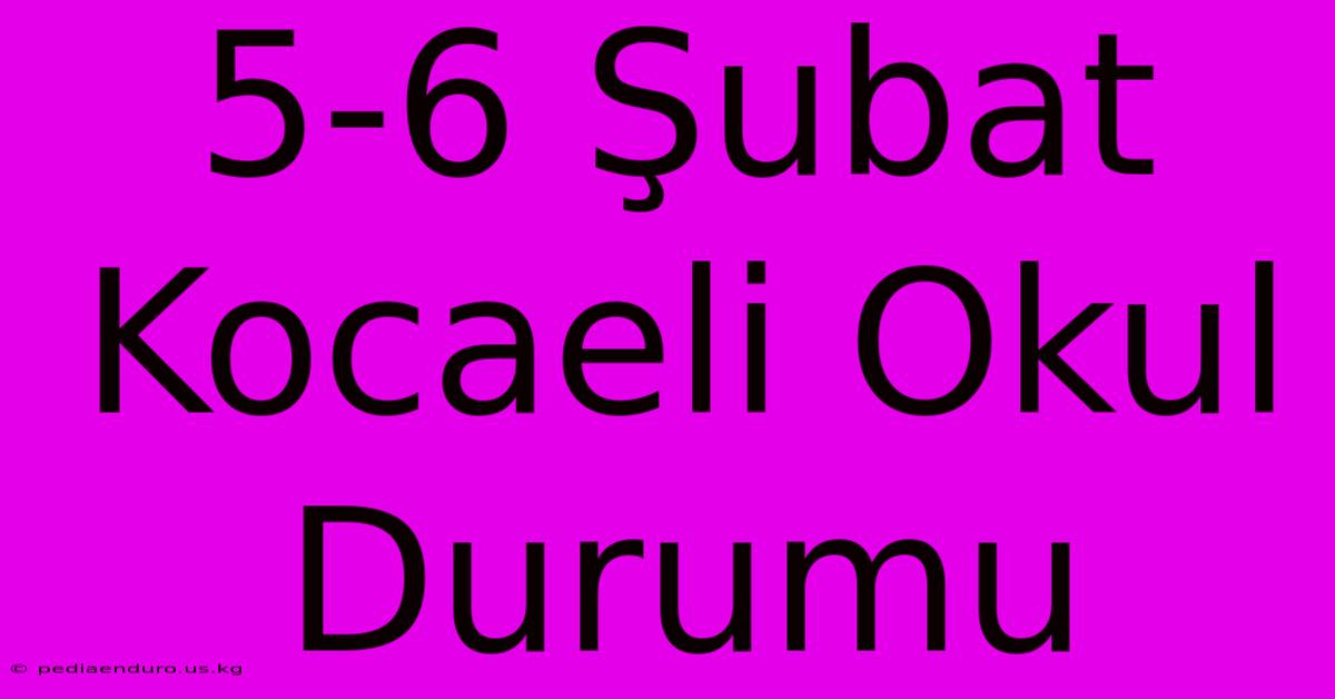 5-6 Şubat Kocaeli Okul Durumu