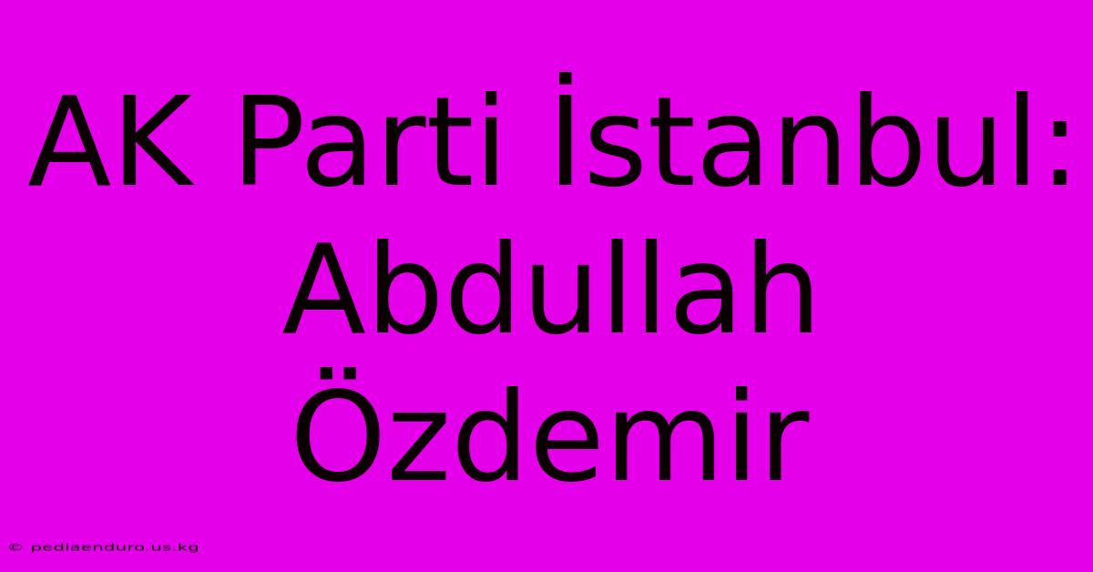 AK Parti İstanbul: Abdullah Özdemir