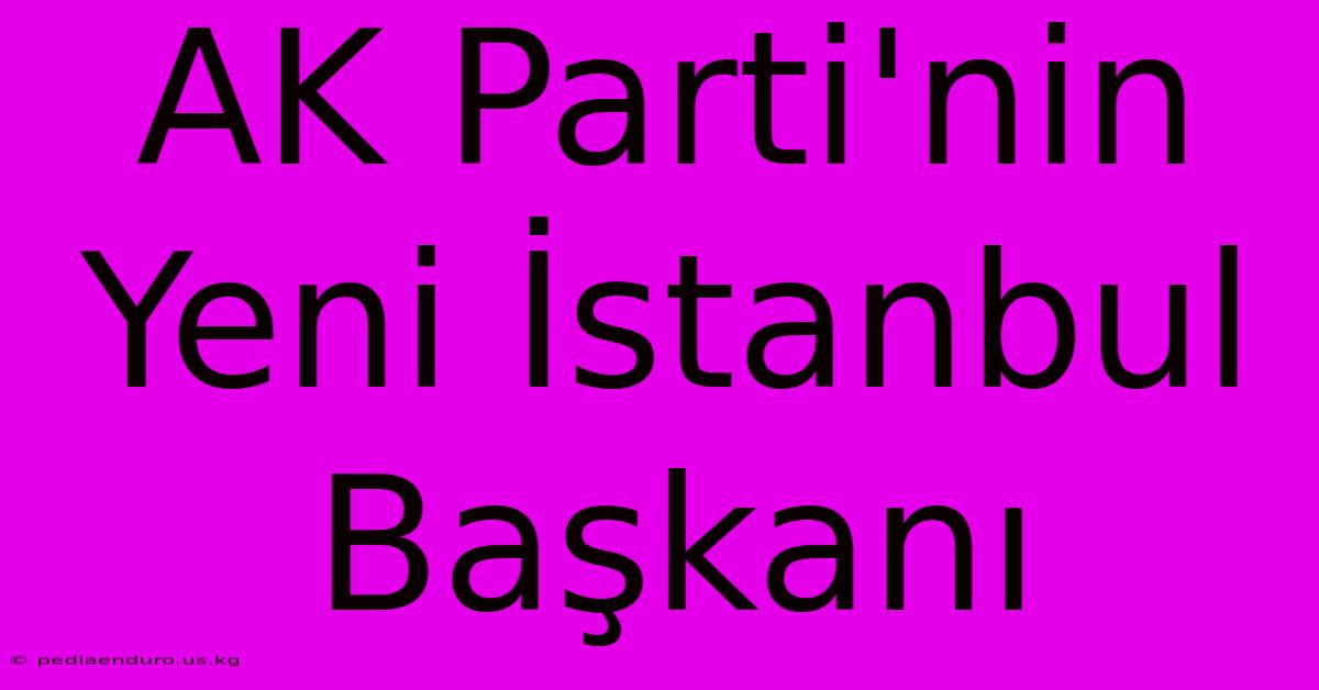 AK Parti'nin Yeni İstanbul Başkanı