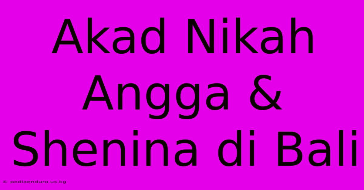 Akad Nikah Angga & Shenina Di Bali