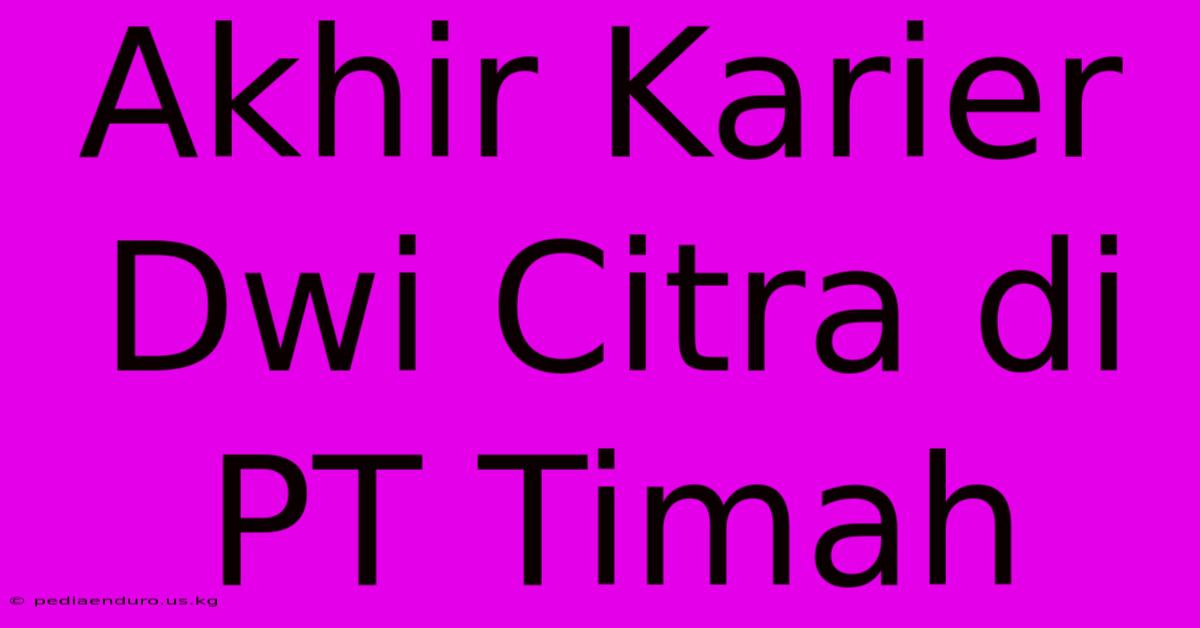 Akhir Karier Dwi Citra Di PT Timah