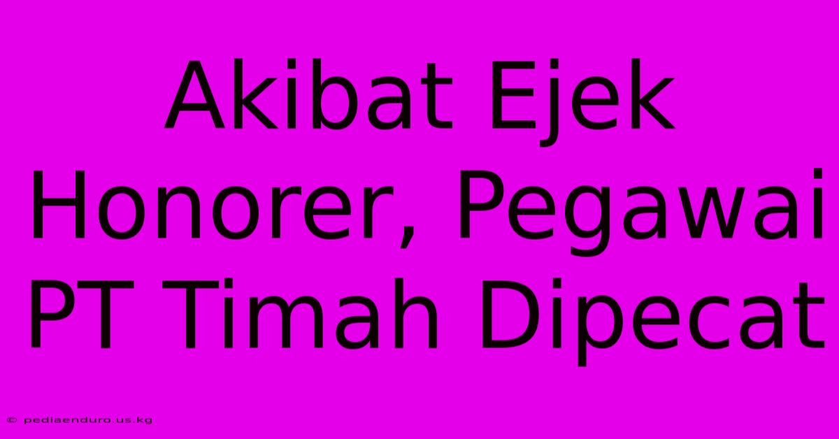 Akibat Ejek Honorer, Pegawai PT Timah Dipecat