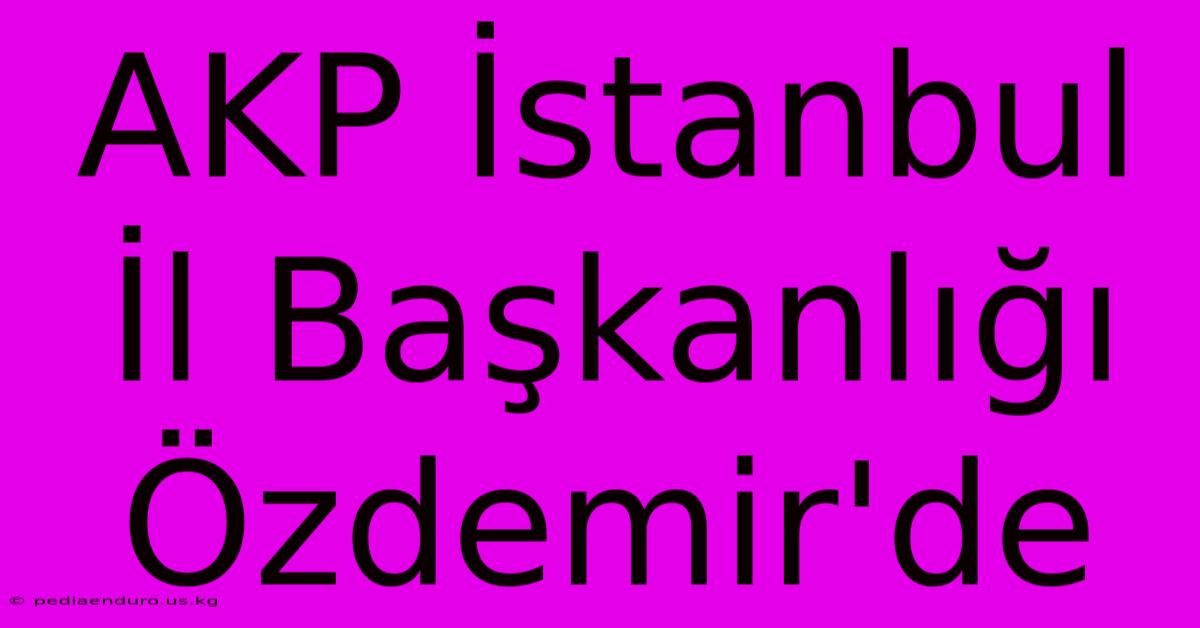 AKP İstanbul İl Başkanlığı Özdemir'de