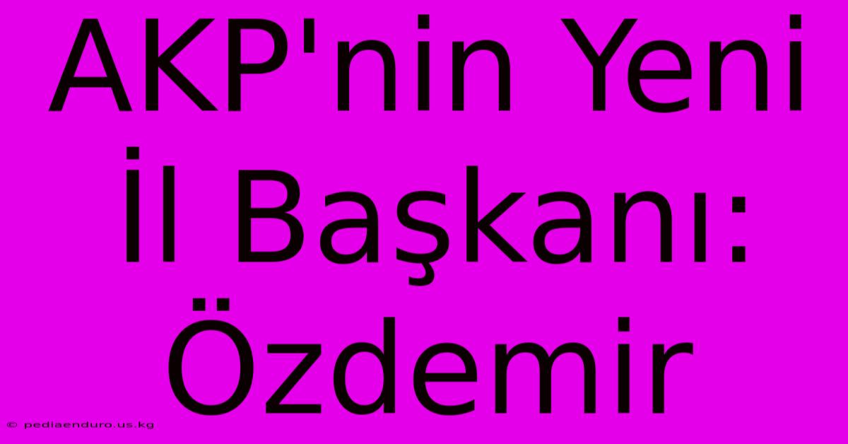 AKP'nin Yeni İl Başkanı: Özdemir