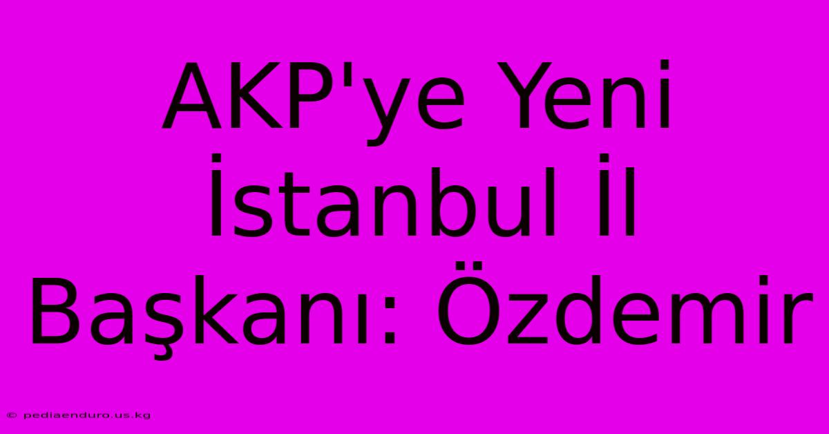 AKP'ye Yeni İstanbul İl Başkanı: Özdemir