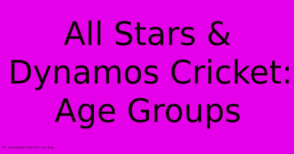 All Stars & Dynamos Cricket: Age Groups