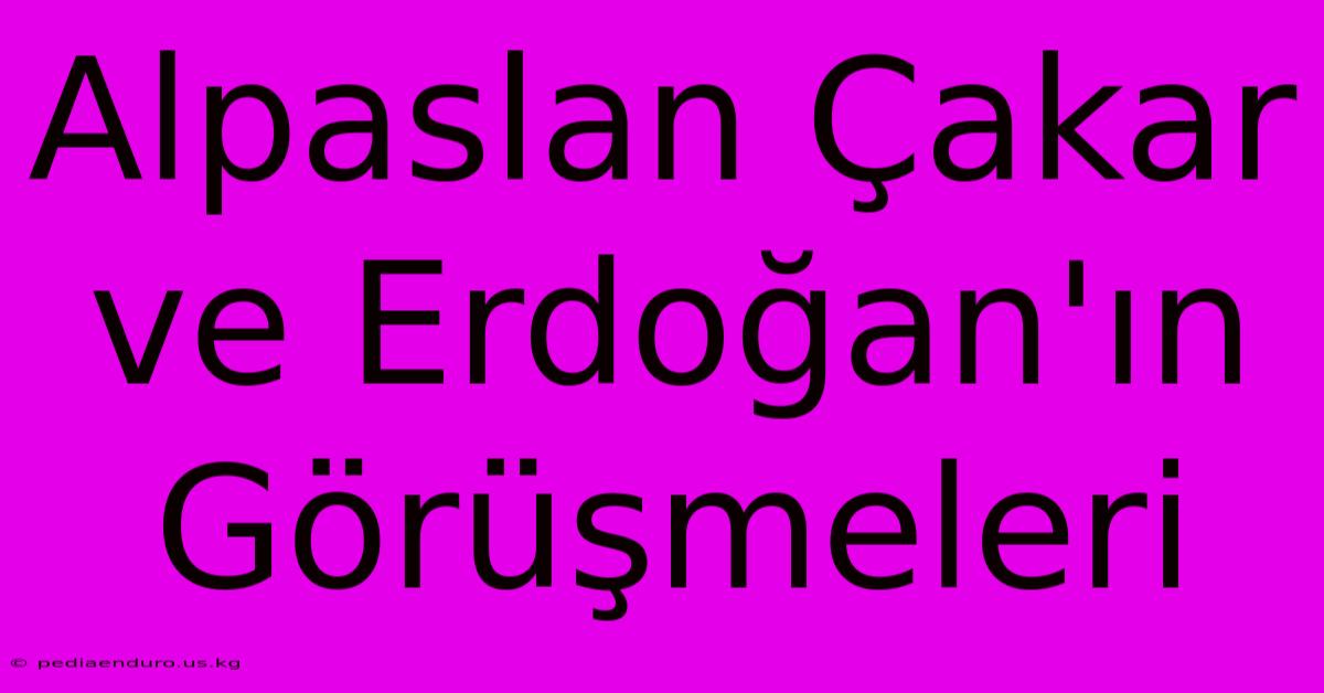 Alpaslan Çakar Ve Erdoğan'ın Görüşmeleri