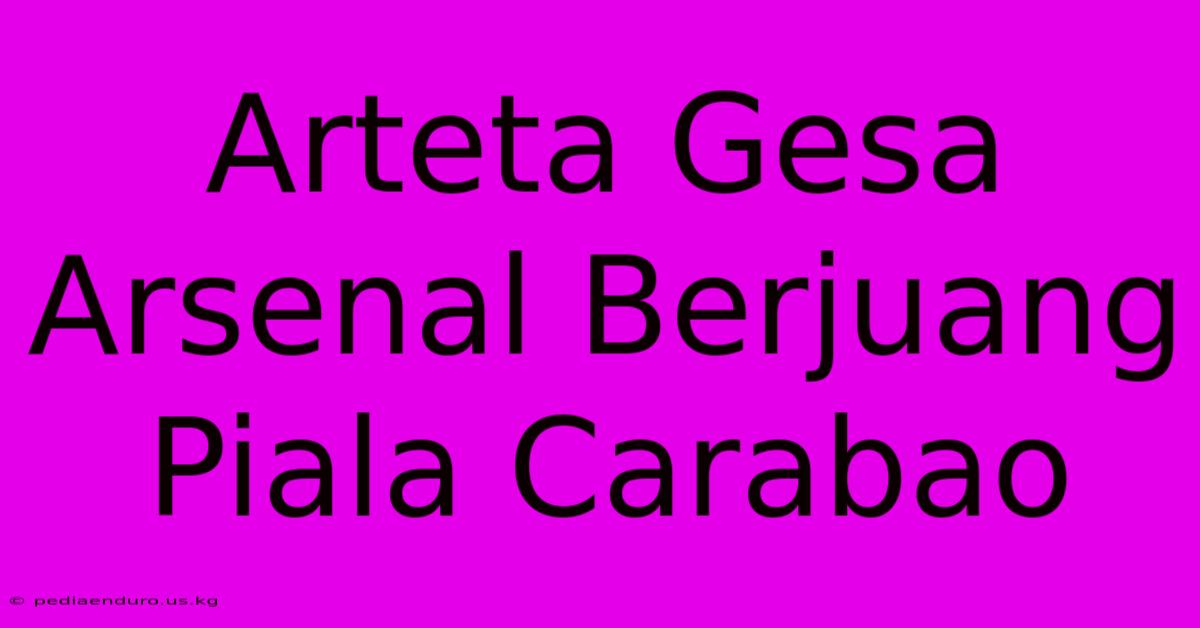 Arteta Gesa Arsenal Berjuang Piala Carabao