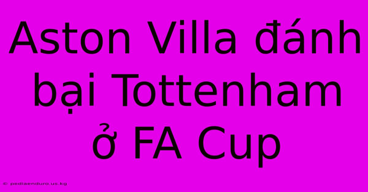 Aston Villa Đánh Bại Tottenham Ở FA Cup