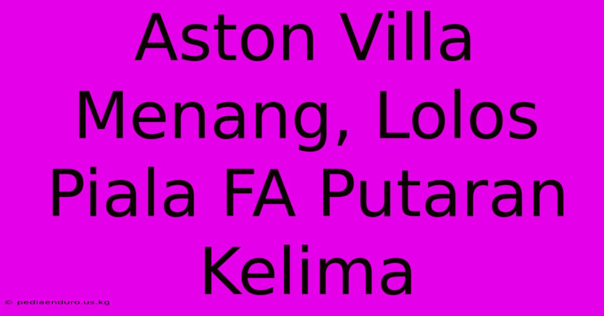 Aston Villa Menang, Lolos Piala FA Putaran Kelima