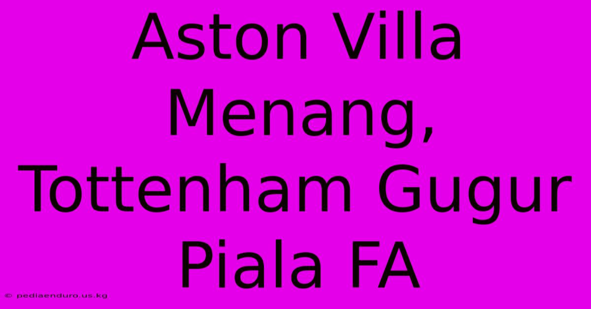 Aston Villa Menang, Tottenham Gugur Piala FA