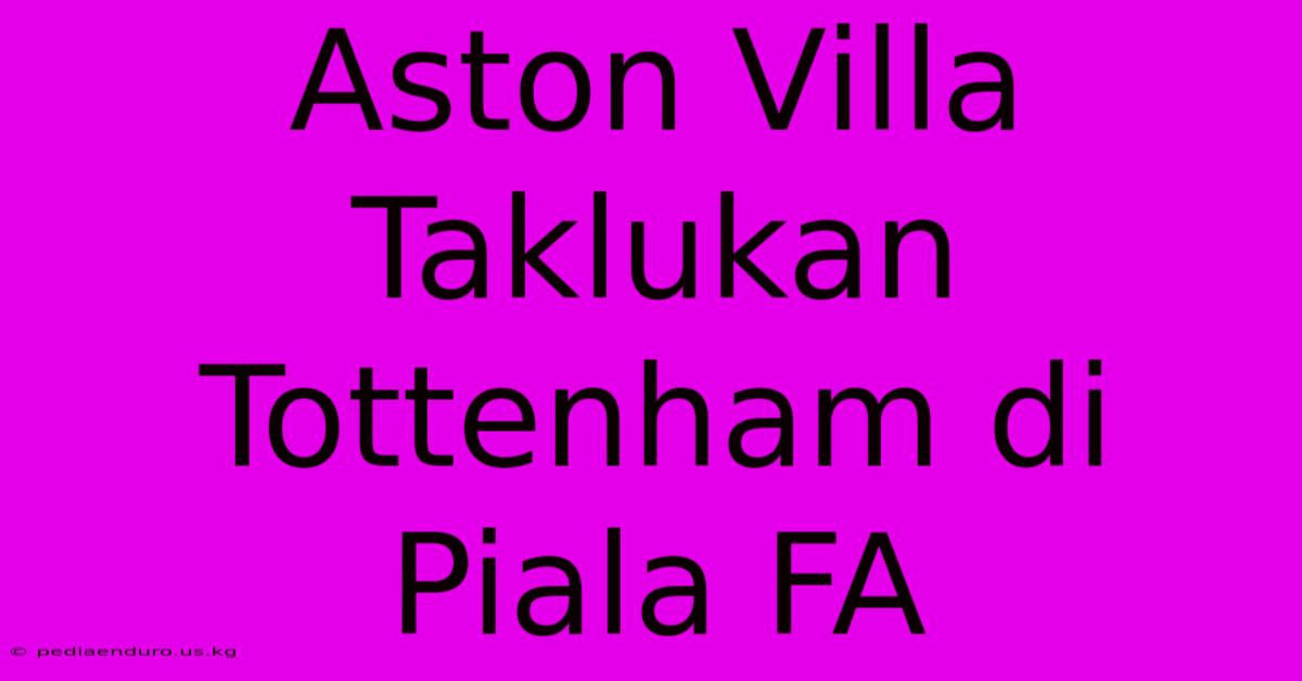 Aston Villa Taklukan Tottenham Di Piala FA