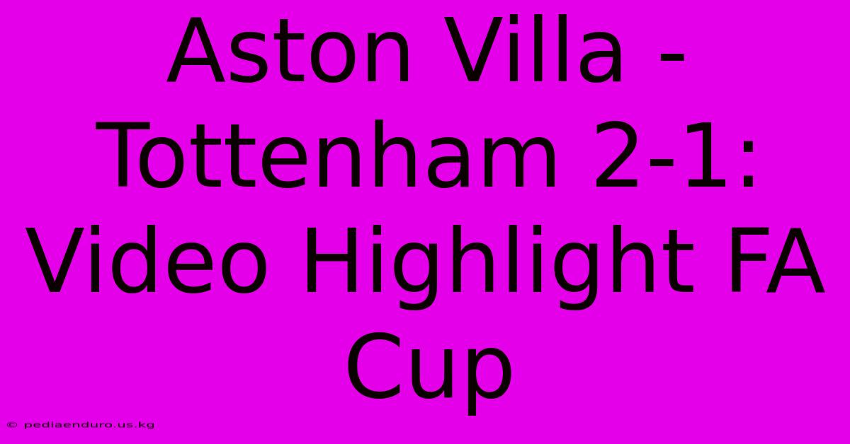 Aston Villa - Tottenham 2-1: Video Highlight FA Cup