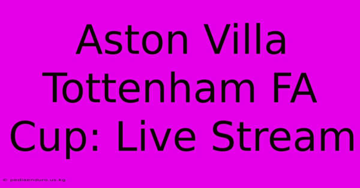 Aston Villa Tottenham FA Cup: Live Stream