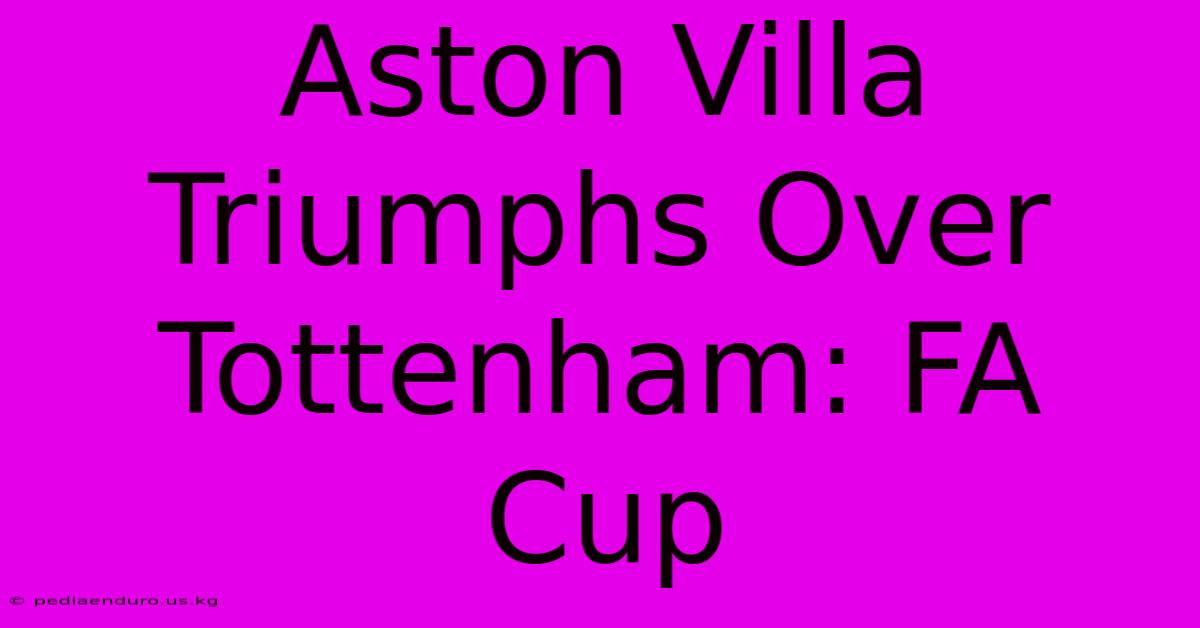 Aston Villa Triumphs Over Tottenham: FA Cup