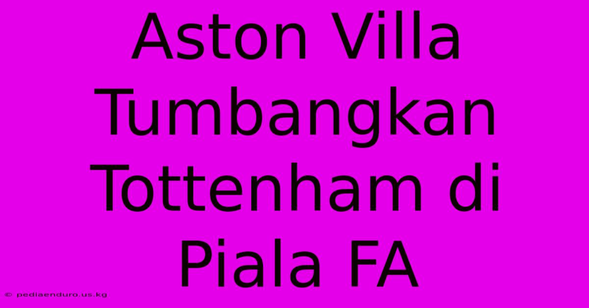 Aston Villa Tumbangkan Tottenham Di Piala FA