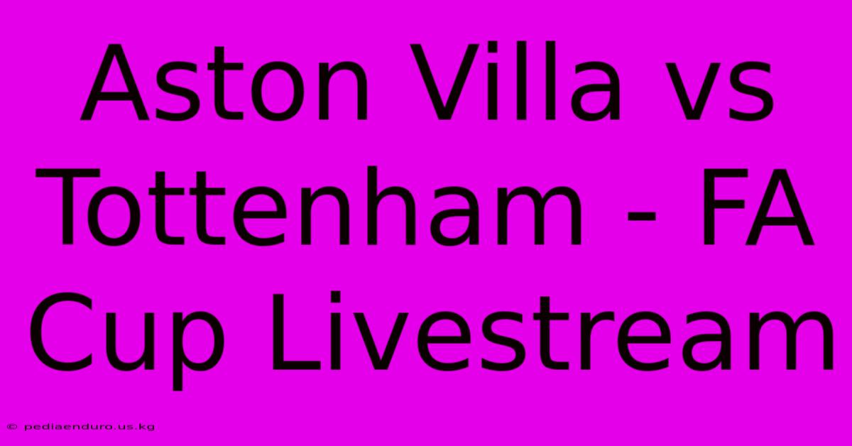 Aston Villa Vs Tottenham - FA Cup Livestream