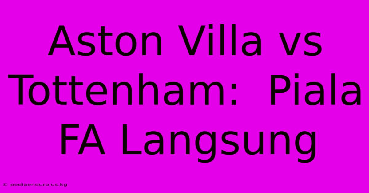 Aston Villa Vs Tottenham:  Piala FA Langsung