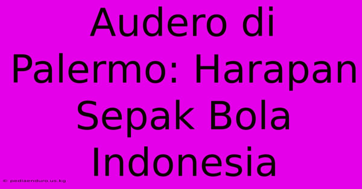 Audero Di Palermo: Harapan Sepak Bola Indonesia