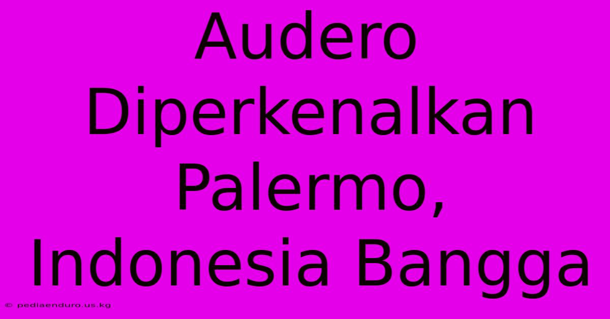 Audero Diperkenalkan Palermo, Indonesia Bangga