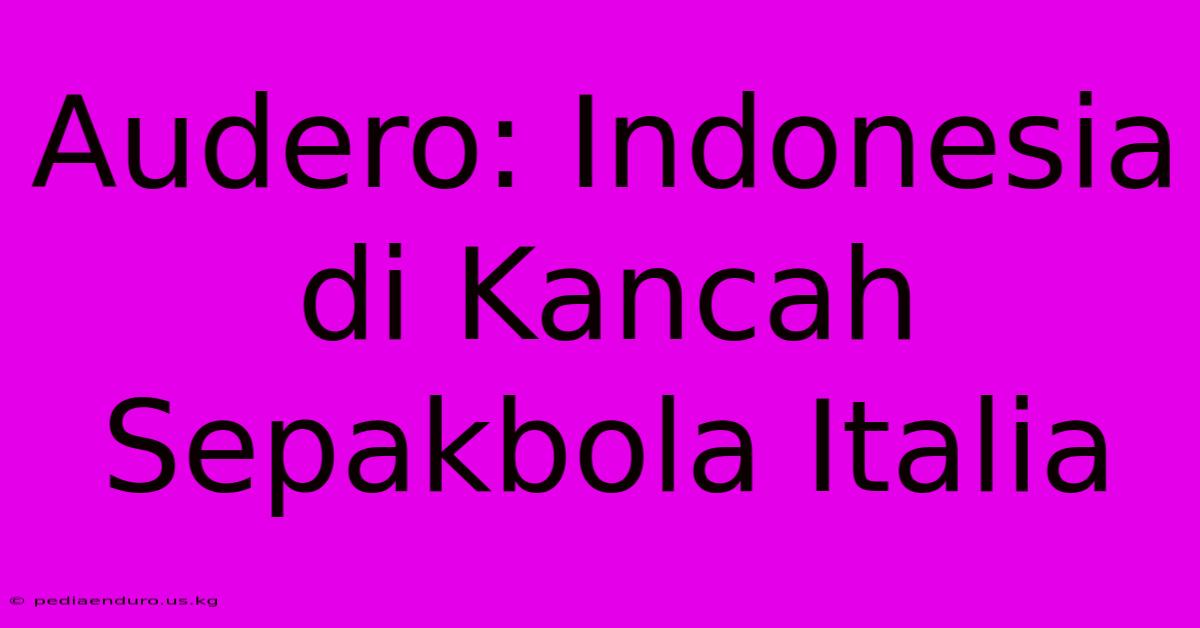 Audero: Indonesia Di Kancah Sepakbola Italia