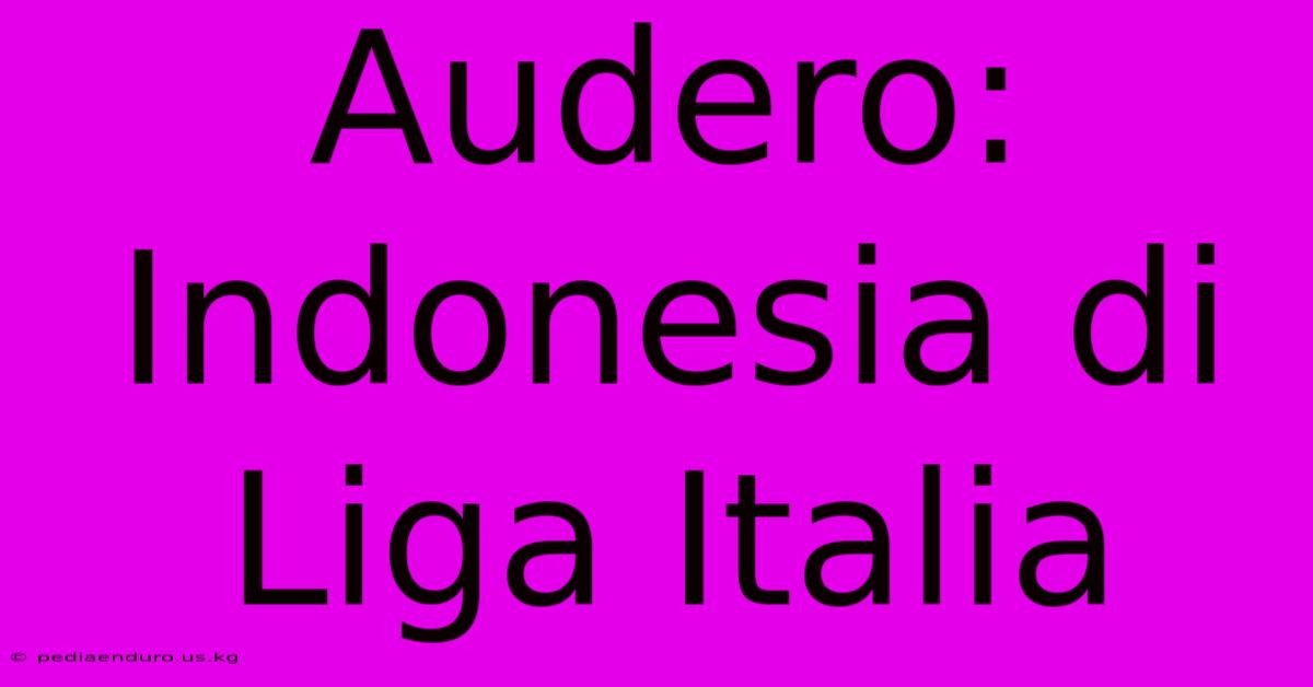 Audero:  Indonesia Di Liga Italia