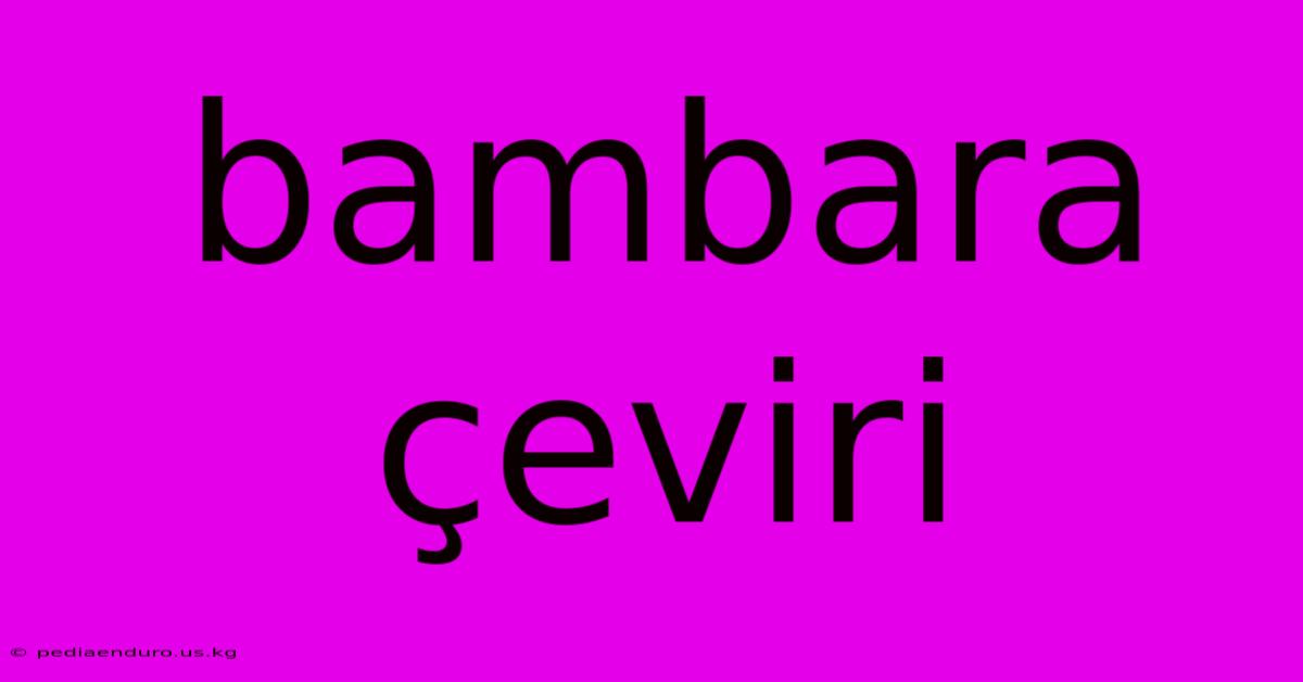 Bambara Çeviri