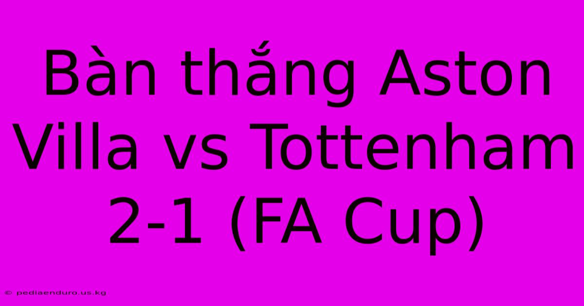 Bàn Thắng Aston Villa Vs Tottenham 2-1 (FA Cup)