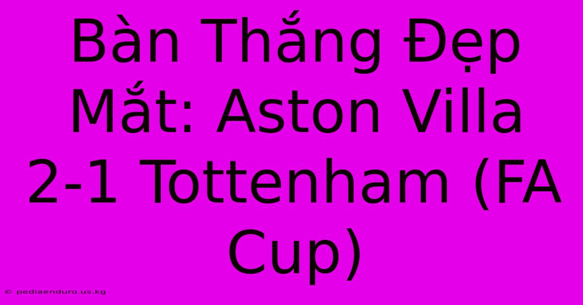 Bàn Thắng Đẹp Mắt: Aston Villa 2-1 Tottenham (FA Cup)