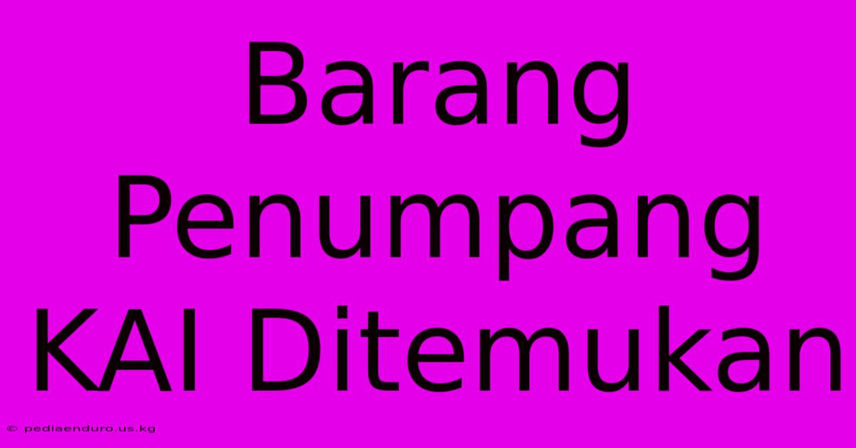 Barang Penumpang KAI Ditemukan