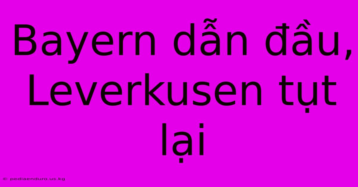 Bayern Dẫn Đầu, Leverkusen Tụt Lại