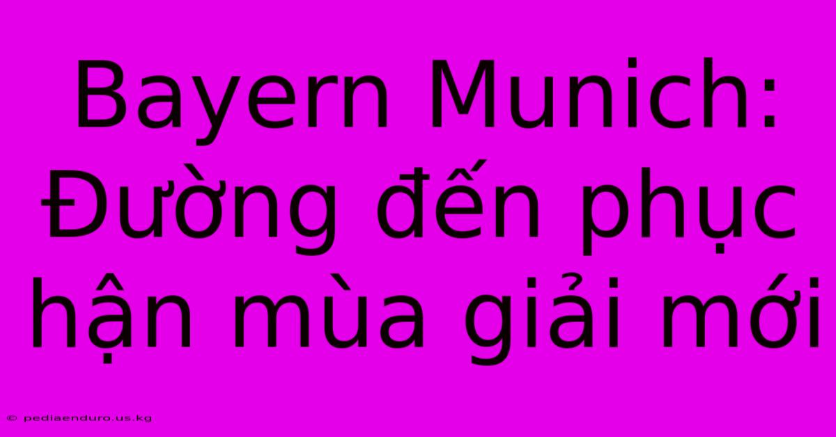 Bayern Munich: Đường Đến Phục Hận Mùa Giải Mới