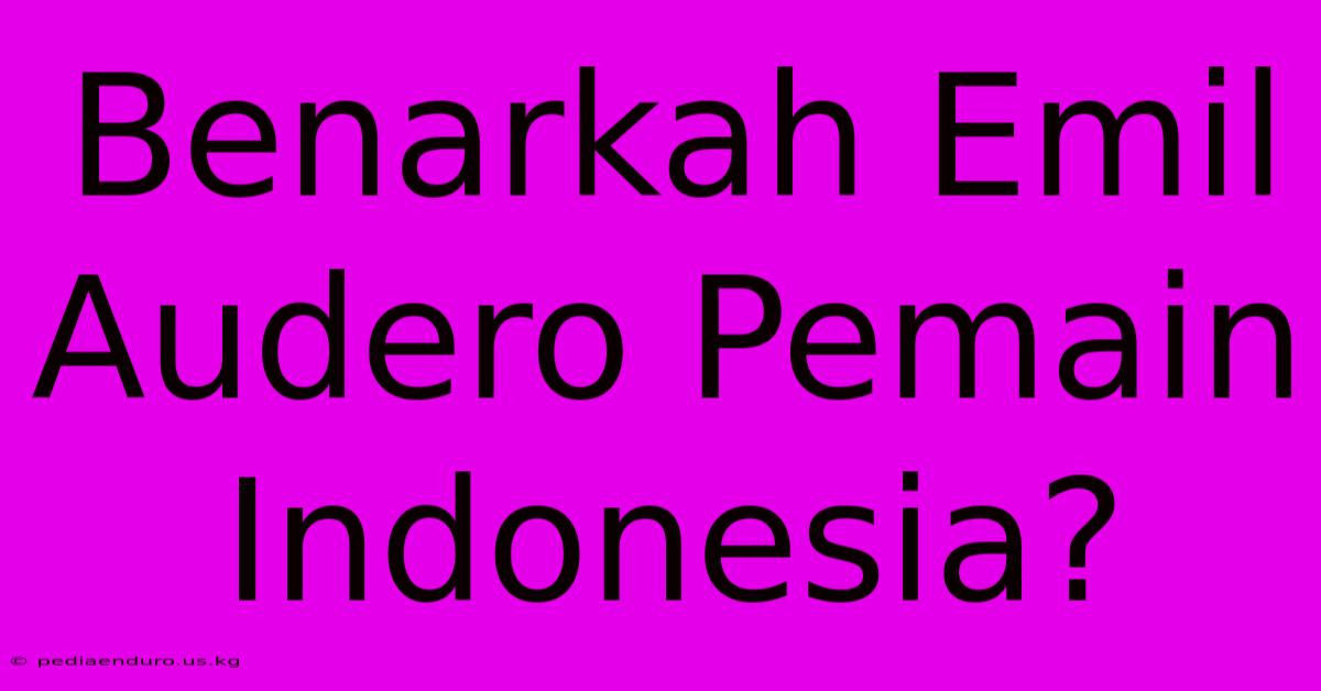 Benarkah Emil Audero Pemain Indonesia?