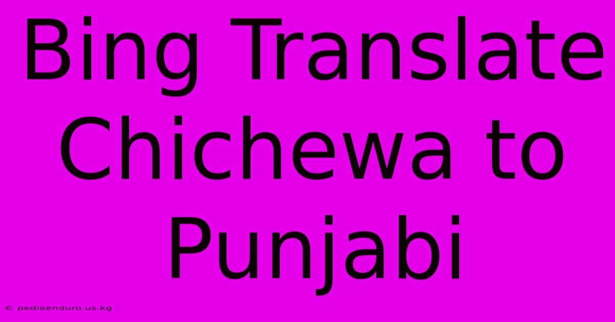 Bing Translate Chichewa To Punjabi