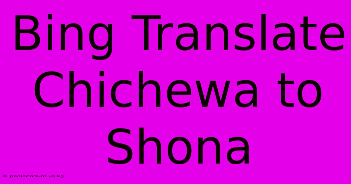 Bing Translate Chichewa To Shona