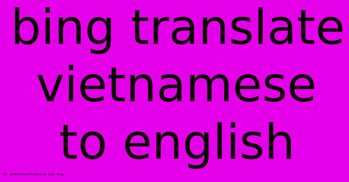 Bing Translate Vietnamese To English