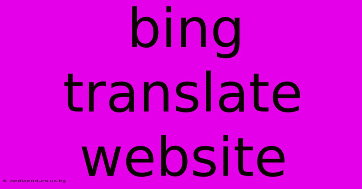 Bing Translate Website