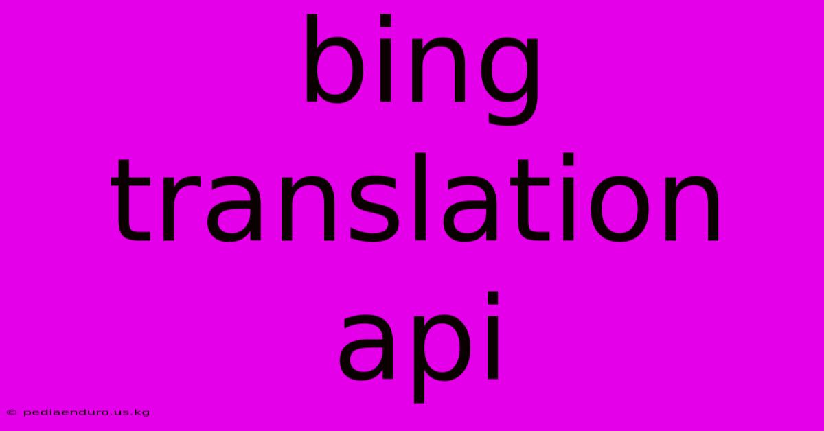 Bing Translation Api