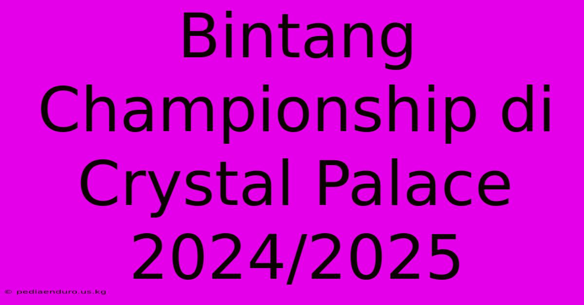 Bintang Championship Di Crystal Palace 2024/2025