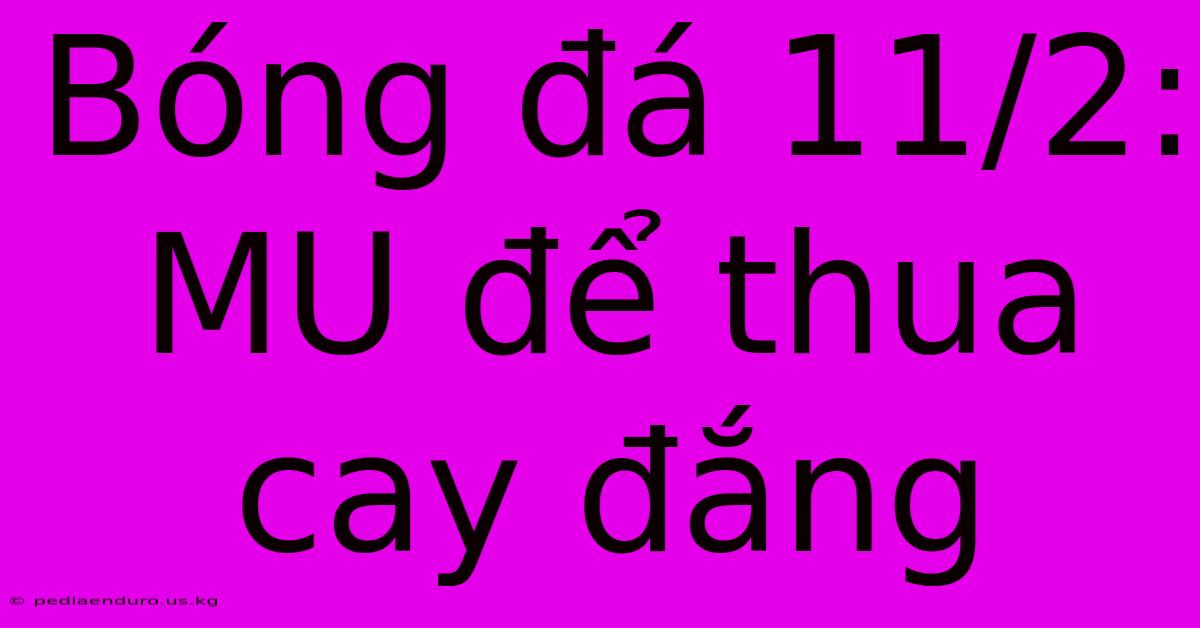 Bóng Đá 11/2: MU Để Thua Cay Đắng