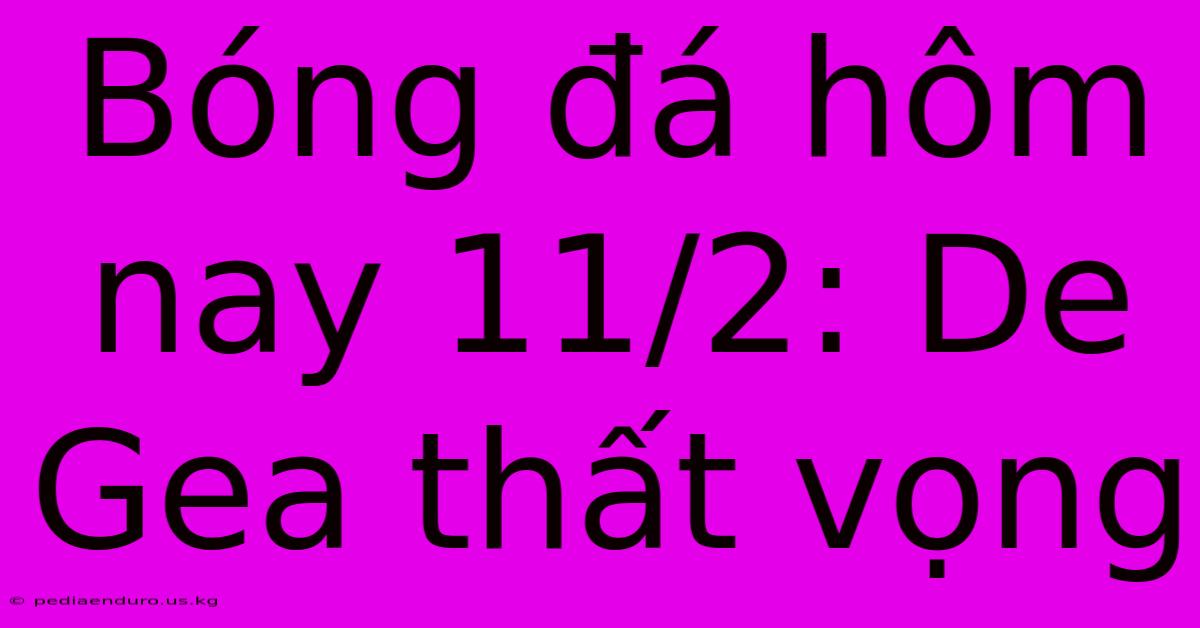 Bóng Đá Hôm Nay 11/2: De Gea Thất Vọng