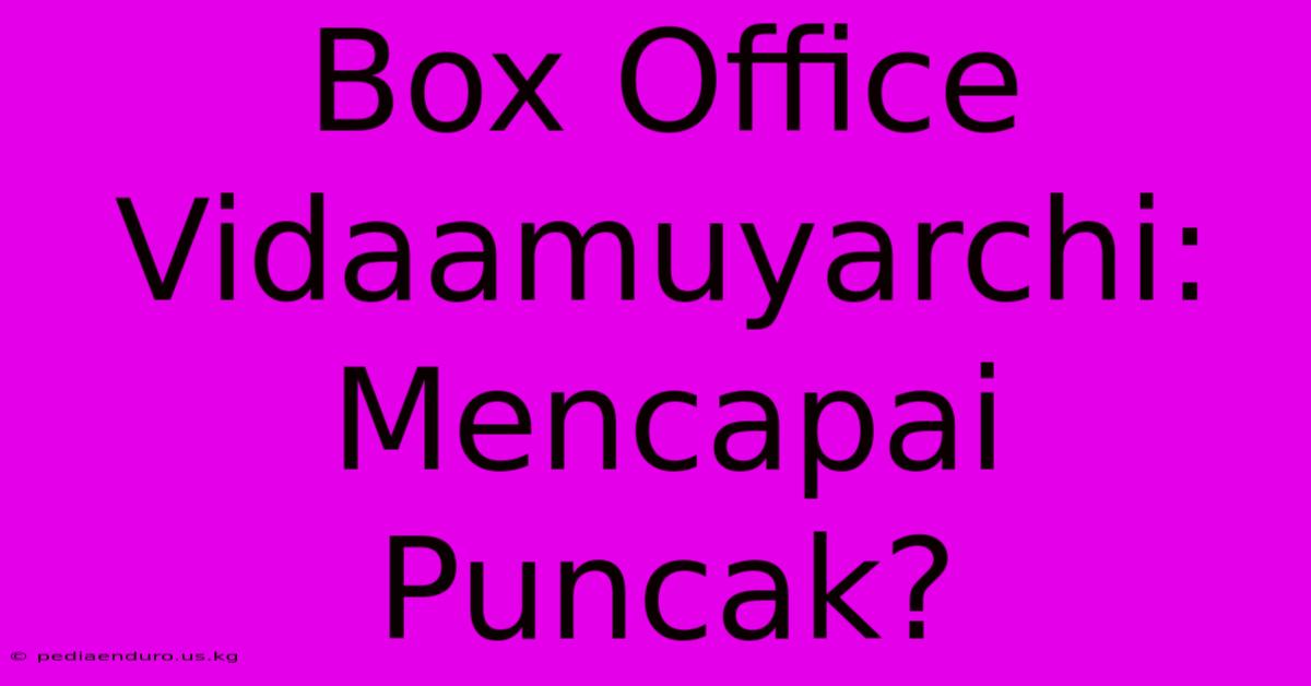 Box Office Vidaamuyarchi: Mencapai Puncak?