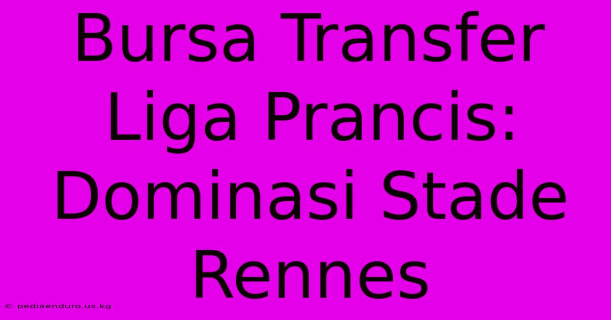 Bursa Transfer Liga Prancis: Dominasi Stade Rennes