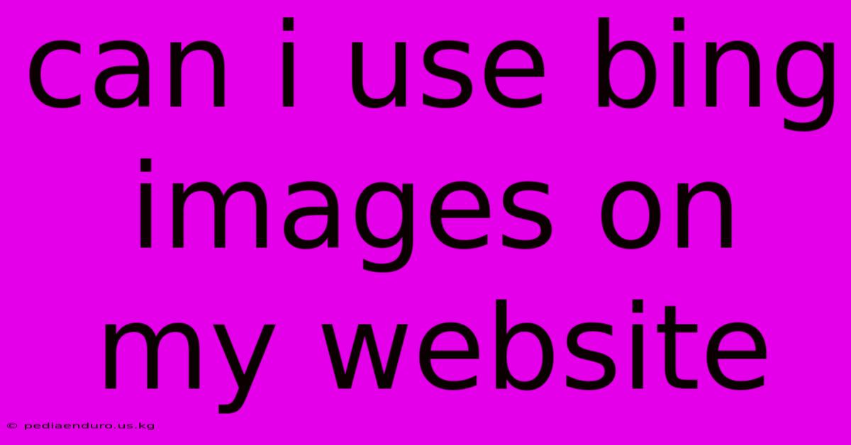 Can I Use Bing Images On My Website