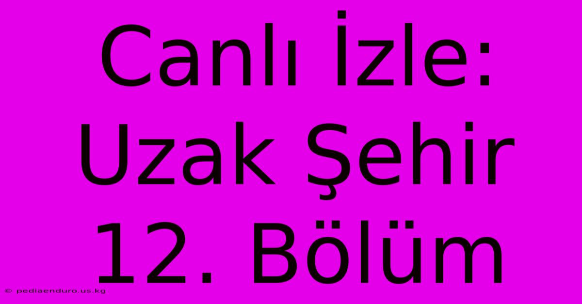 Canlı İzle: Uzak Şehir 12. Bölüm