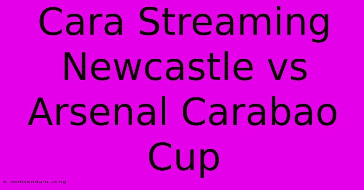 Cara Streaming Newcastle Vs Arsenal Carabao Cup