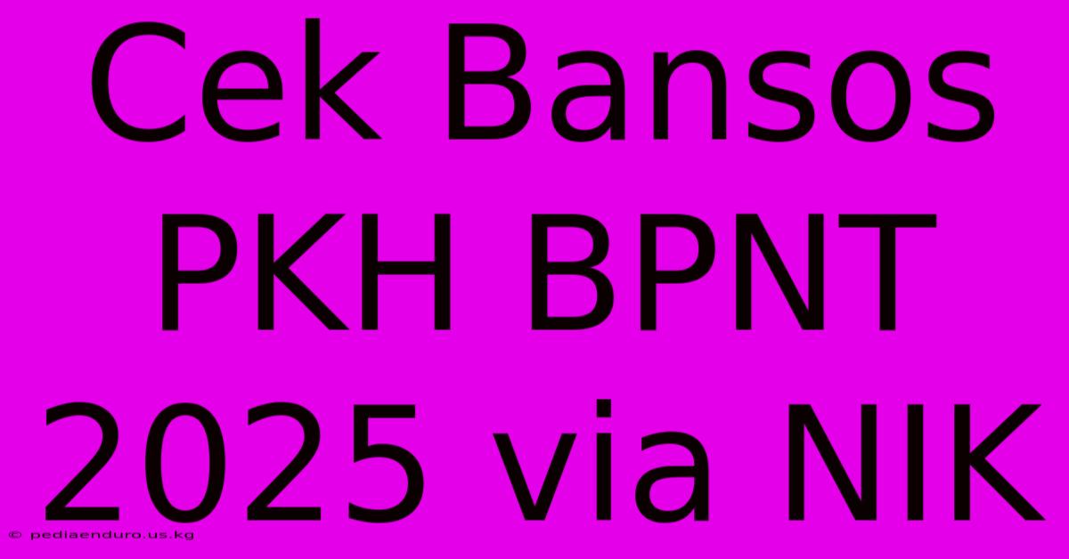 Cek Bansos PKH BPNT 2025 Via NIK