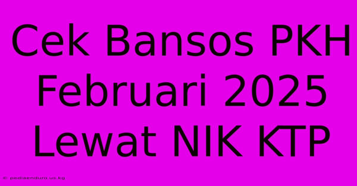 Cek Bansos PKH Februari 2025 Lewat NIK KTP